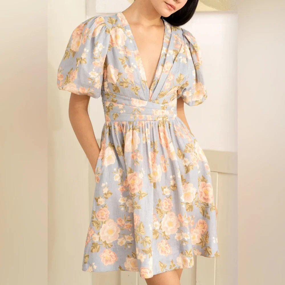 NEW NWT Yumi Kim Gayle Linen Dress In Mellow Brook Crystal Floral Print